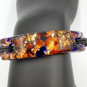 NWOT Murano Made in Italy Beautiful Bracelet in Gold, Blues, Amber and Black